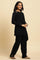 Navy Embroidered Asymmetrical Winter Kurta And Parallel Pants Set