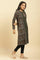 Green Jacquard Placement Winter Kurta And Tights Set