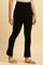 Black Solid Fit And Flare Pants