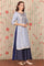 Blue Yarn Dyed Zari Embroidered Kurta, Palazzo and Dupatta Set