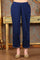 Navy Blue Embellished Ankle-Length Straight Pants