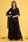 Black Printed Metallic Embroidery Straight Kurta & Sharara with Dupatta Set