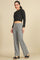 Grey Solid Straight Fit Pants With Slip On Closure