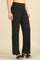 Black Solid Rayon Parallel Pants