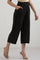 Black Solid Flared Rayon Culottes With Elasticated Waist