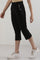 Black Solid Straight Fit Cotton Culottes With Slip On Closure