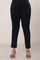 Black Solid Straight Fit Cotton Pants With Button And Zip Closure
