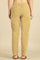 Beige Solid Straight Fit Cotton Pants with YKK Zipper