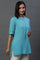 Blue Yarn-Dyed Solid Kurti