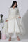Off-White Anarkali Embroidered Kurta and Pants Set with Dupatta