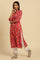 Red Floral Printed Straight Kurta