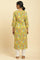 Yellow Floral Printed Cotton Kurta With Lace