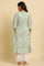 Blue Floral Printed Side Pleated Kurta