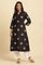 Black Embroidered A-Line Kurta