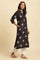 Black Embroidered A-Line Kurta
