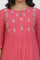 Pink Textured Cotton Embroidered Kurta