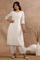 White Textured Cotton Schiffli Kurta