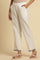 White Straight Pants With Embroidered Hemline