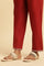 Red Cotton Flax Straight Pants With Embroidery