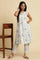 White Sleeveless Tie-Dye Kurta And Pants Set