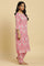 Pink Paisely Printed Coordinated Kurta, Pants And Dupatta Set