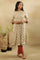 Cream Multicoloured Block Printed Pleated Kurta