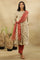 Cream Multicoloured Block Printed Pleated Kurta