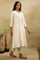 White Beadwork Panelled Kurta In Cotton Voile