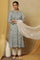 Light Blue Shirt Dress Kurta In Shiny Satin