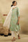 Green Block Printed Kurta With Neck Tie-Up