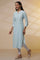 Blue and White Striped Cotton Kurex Kurta and Tight Set