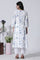 White Printed A-Line Cotton Kurta And Pants Set