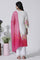 White & Pink Ombre Floral Printed Cotton Kurta, Straight Pants And Kota Dupatta