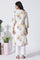 White Floral Printed Cotton Kurta And Straight Pants Set