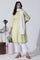 White & Green Checker Cotton Kurta, Pants With Dupatta Set