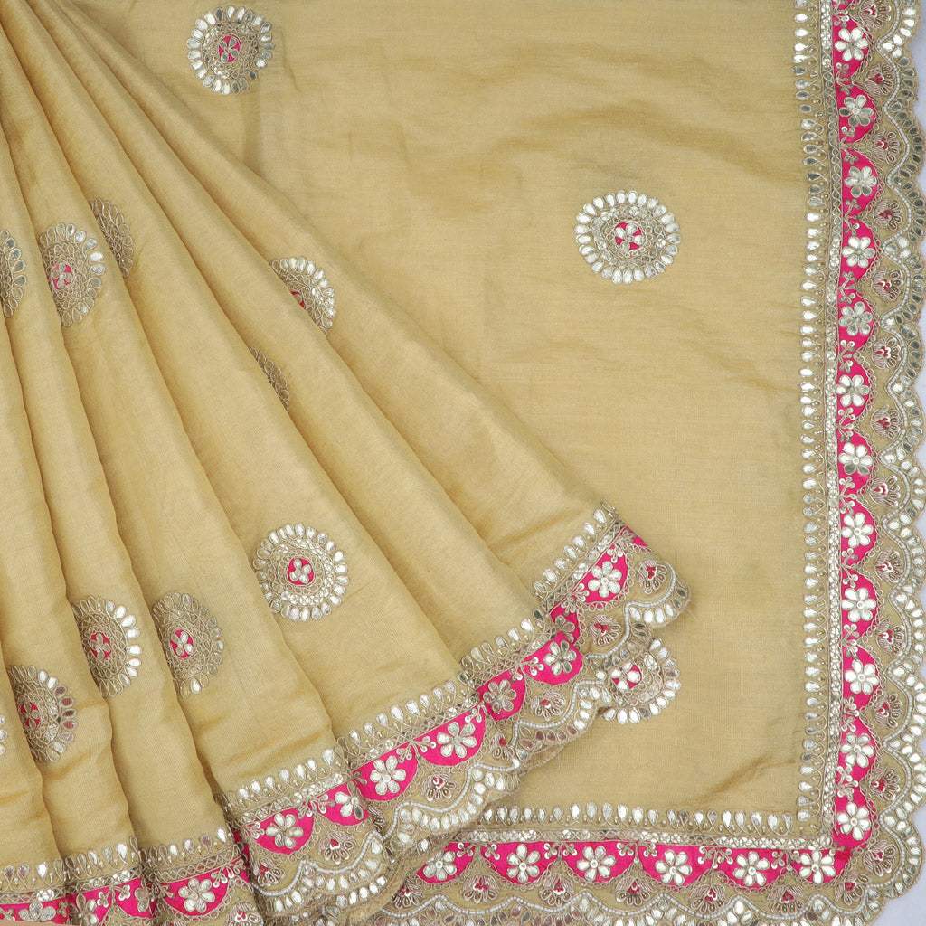 Designer Lotus Saree with Handcut Gota Patti Work - Rana's by Kshitija