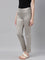 Women Solid Silver Mid Rise Shiny Pants