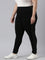 Women Black Cotton Mid Rise Side Stripe Active Leggings