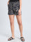 Black Cotton Knit Printed Lounge Shorts