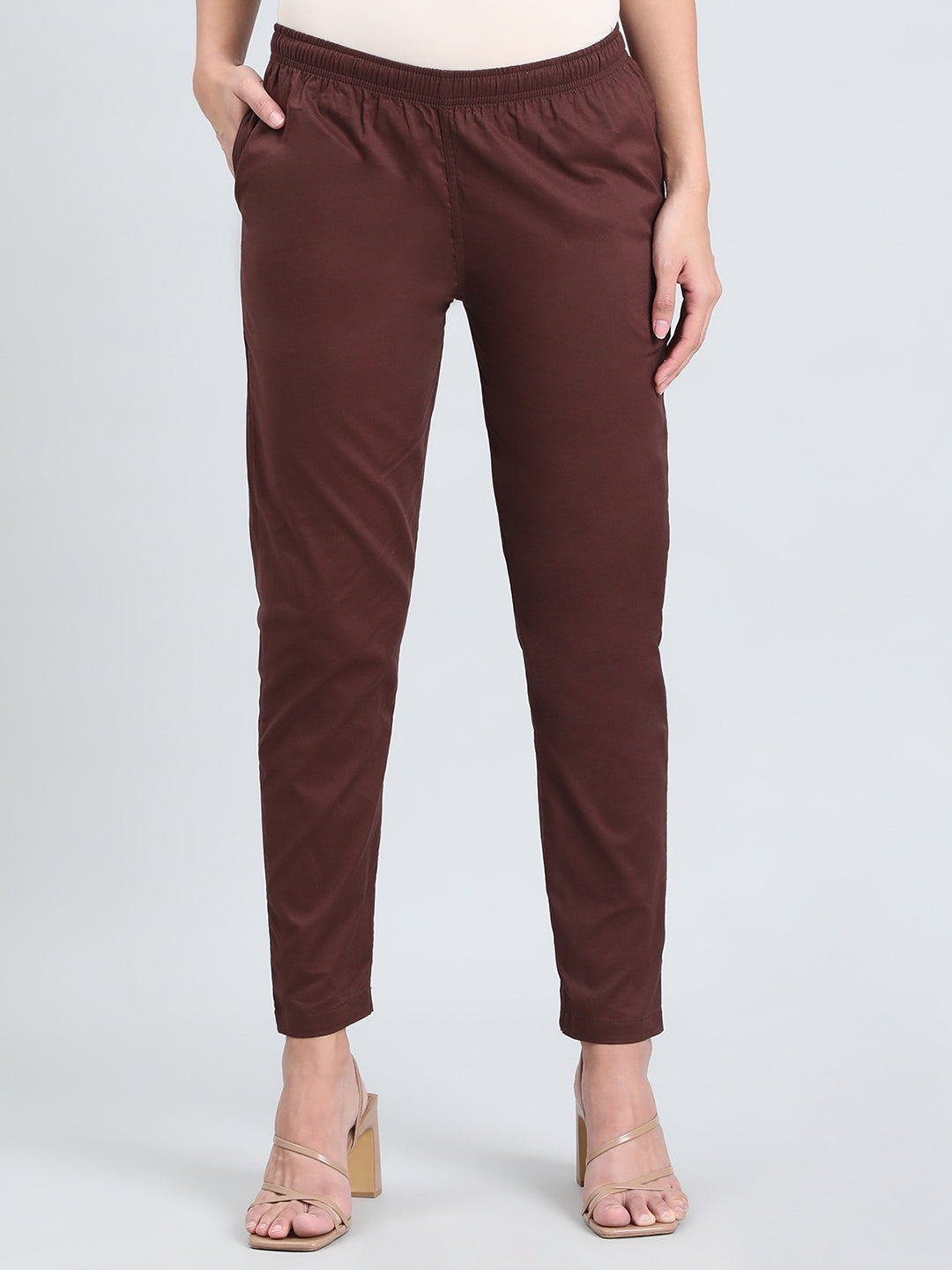 Dark Brown Cotton Cambric Cotton Pants