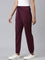 Women Solid Dark Purple Mid Rise Cotton Casual Joggers