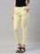 Women Bright Yellow Mid Rise Cotton Denim Stretch Pants