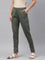 Women Solid Olive Green Stretch Ponte Pants