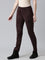 Women Solid Dark Wine Mid Rise Suede Treggings