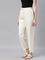 Women Solid Ecru Viscose Mid Rise Casual Pants