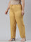 Women Solid Light Mustard Viscose Mid Rise Casual Pants