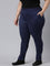 Women Solid Navy Mid Rise Suede Treggings