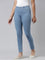 Girls Solid Light Blue Denim Jeggings