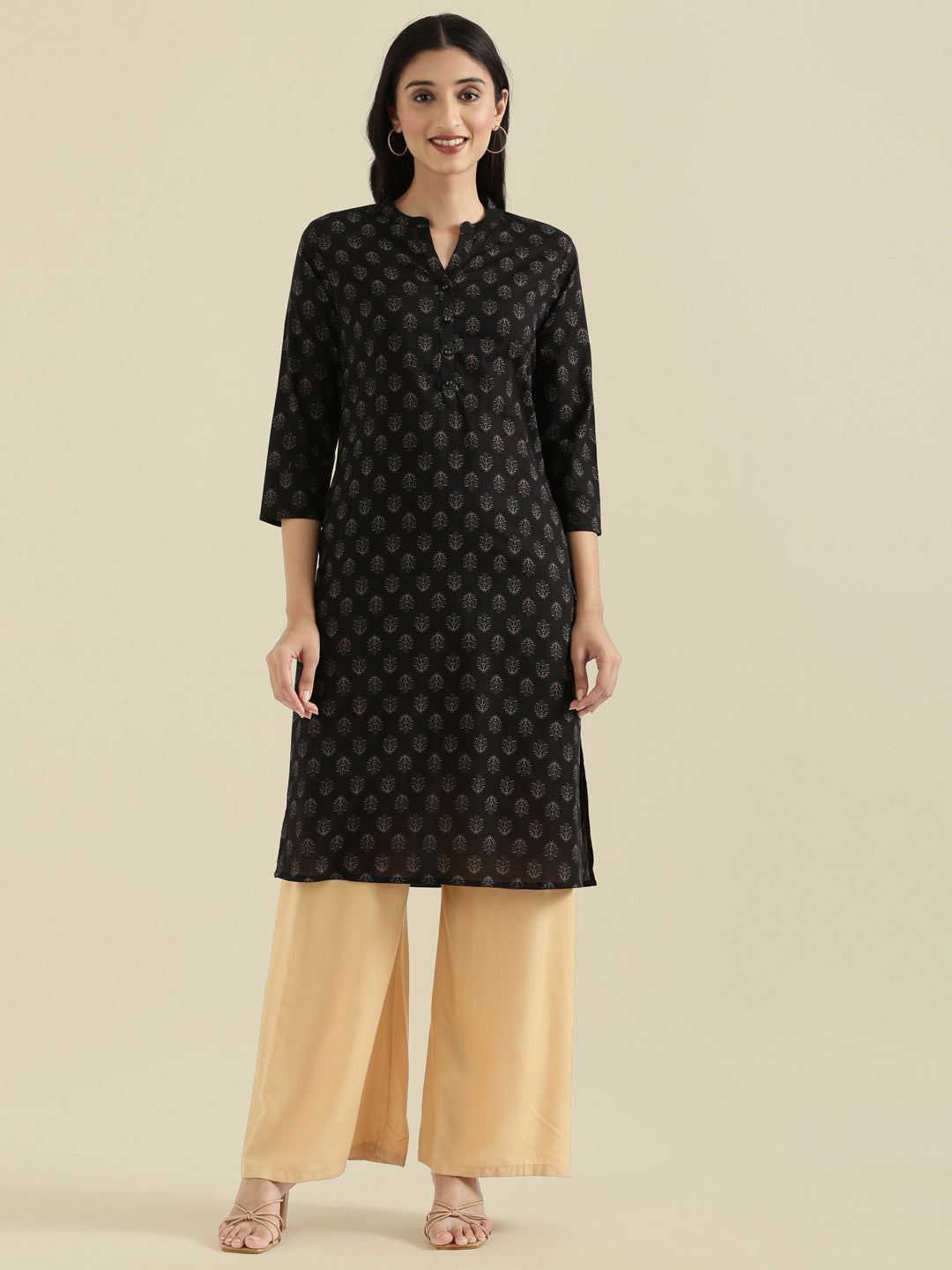 Cotton Dabu Block Print Straight Kurta