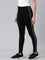 Women Black Cotton Knit Side Stripe Active Leggings